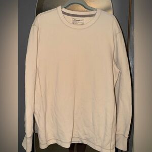 Eddie Bauer Off-White Waffle Knit Crew Neck Shirt